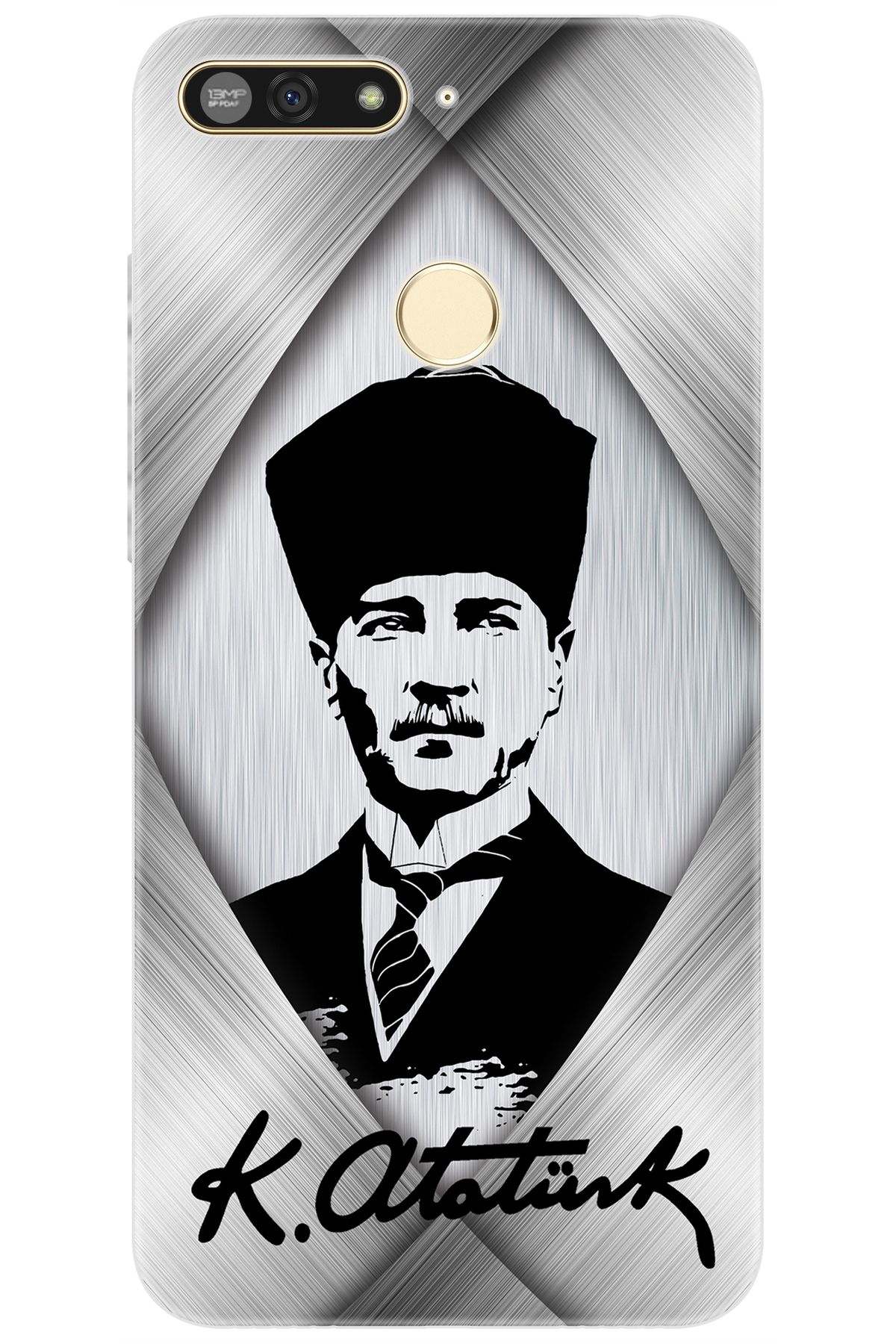 Ceppare Honor 7A (AUM-L29) Uyumlu Kılıf Desen Baskılı Silikon Atatürk Tasarım STK:402 CP-19ZPXHd