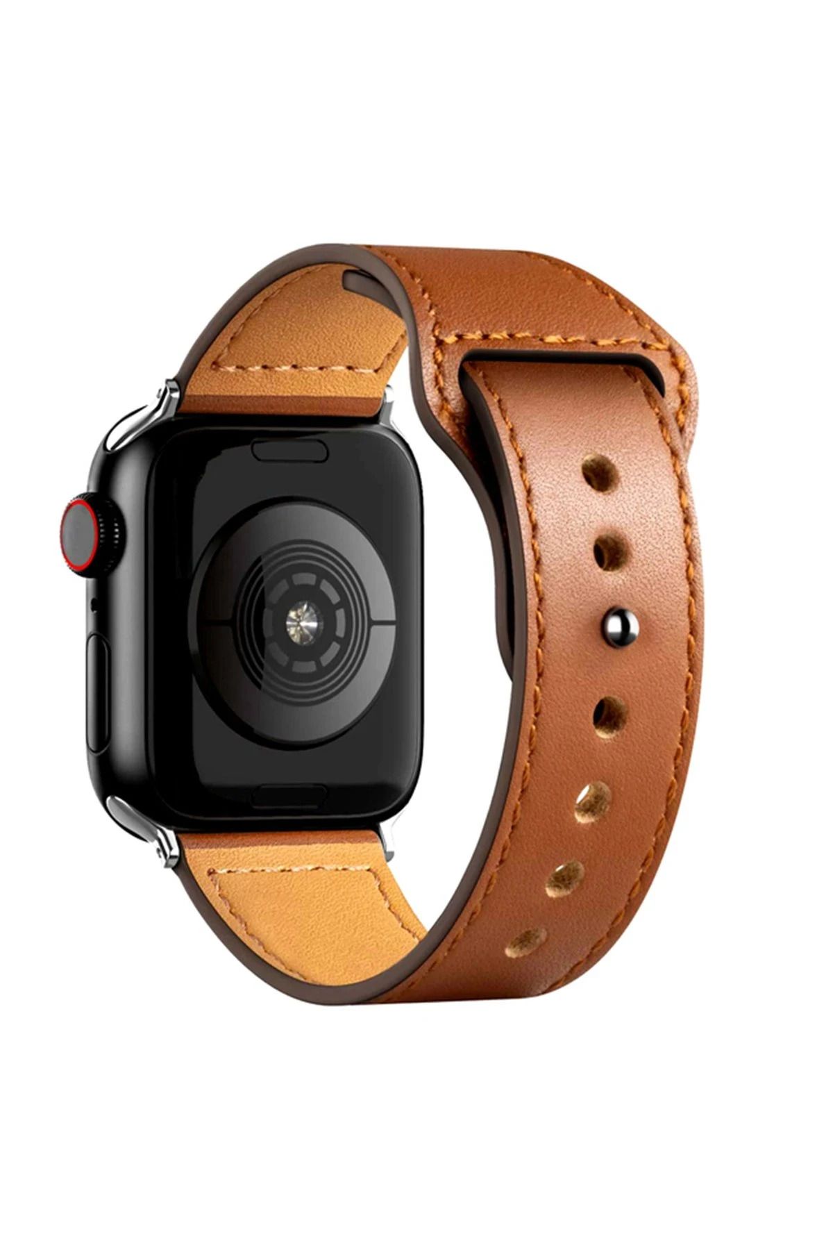 NewFace Apple Watch 42mm KR415 Luaz Deri Kordon - Kahverengi BSTMY