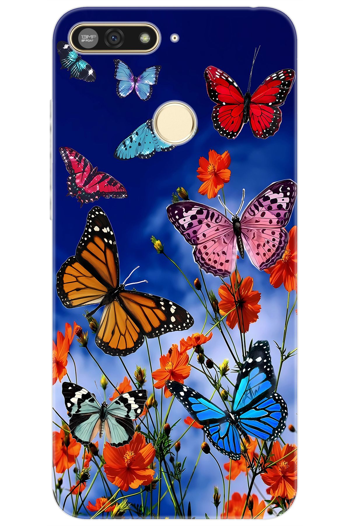 Ceppare Honor 7A (AUM-L29) Uyumlu Kılıf Desen Baskılı Silikon Renkli Kelebekler STK:741 CP-xjBQ9pQ