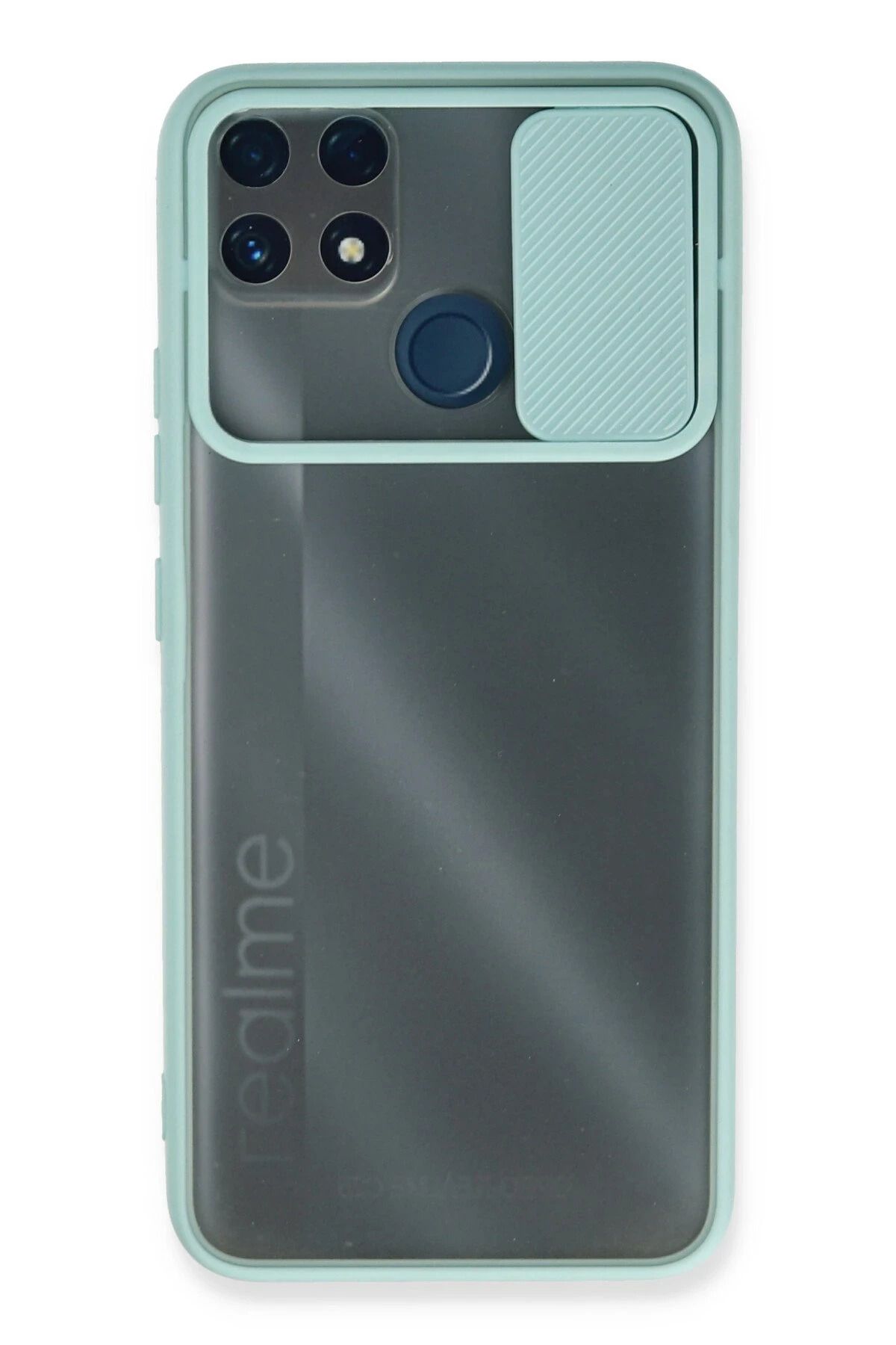 NewFace Realme C25 Kılıf Palm Buzlu Kamera Sürgülü Silikon - Turkuaz JOJUA
