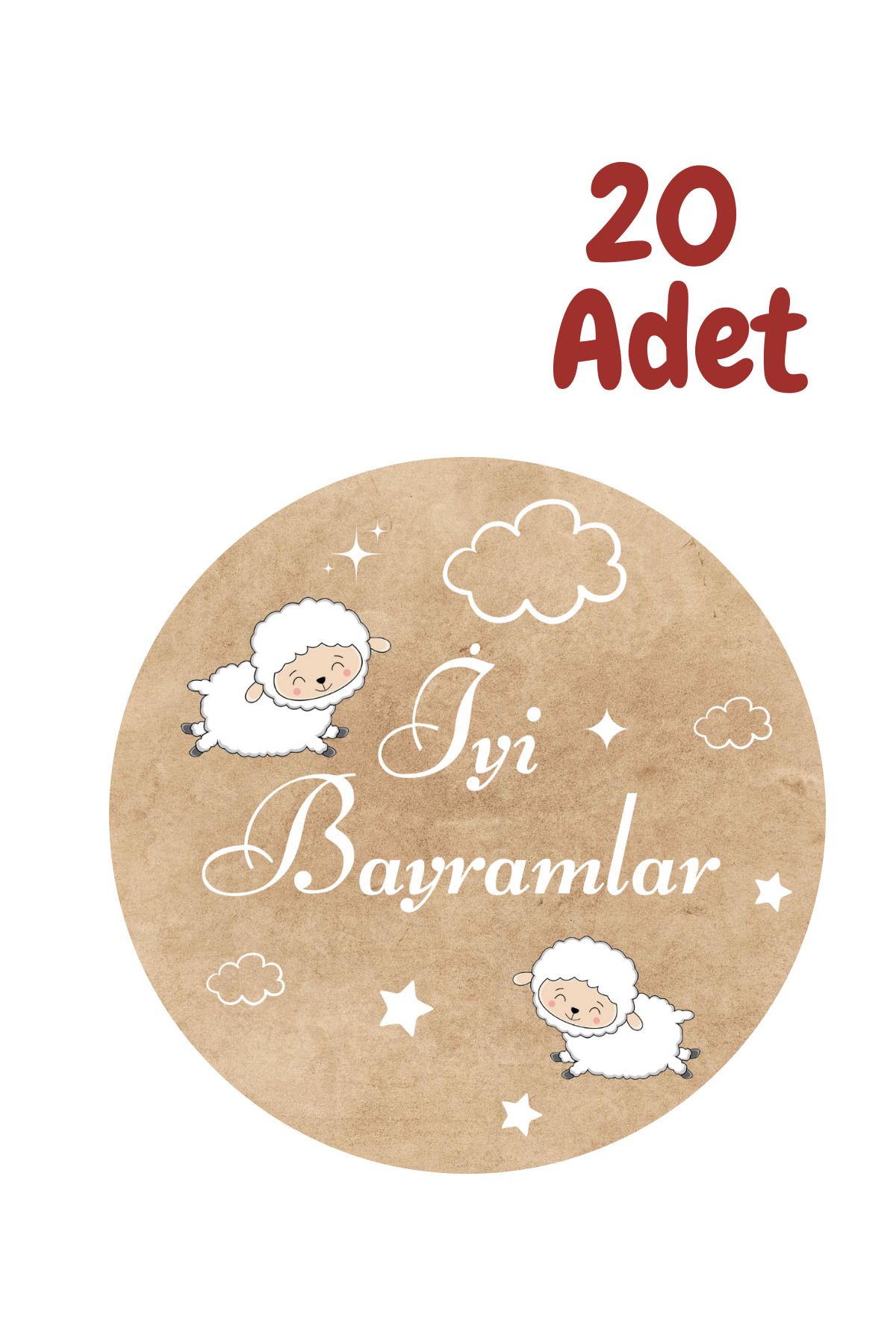 Dekals Sevimli Kuzular Kurban Bayramı Çıkartma Kutu ve Ambalaj Etiketi (20 Adet) Yapışkanlı Sticker