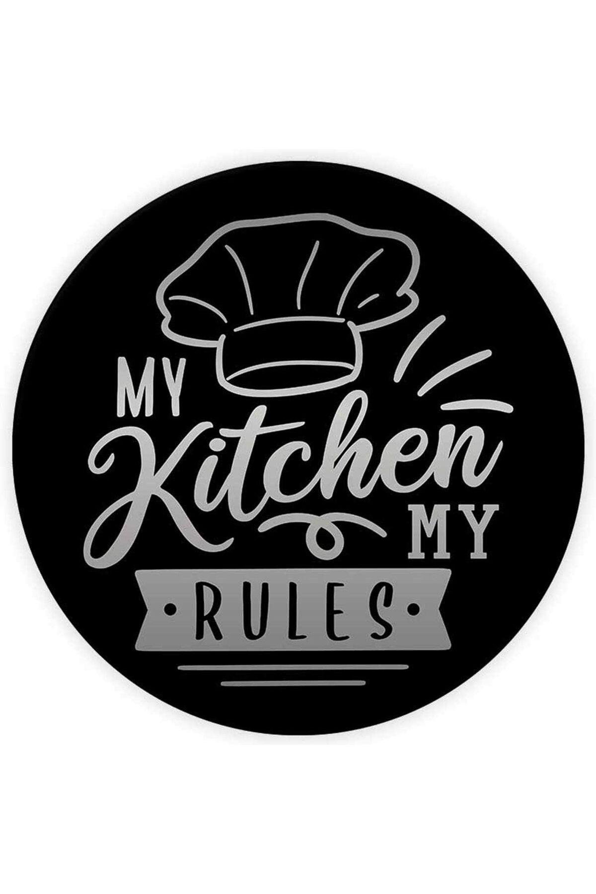 STOREMAX nffashopm My Kitchen My Rules | Cam Kesme Tahtası (Çap 32cm) storestarx 1051353