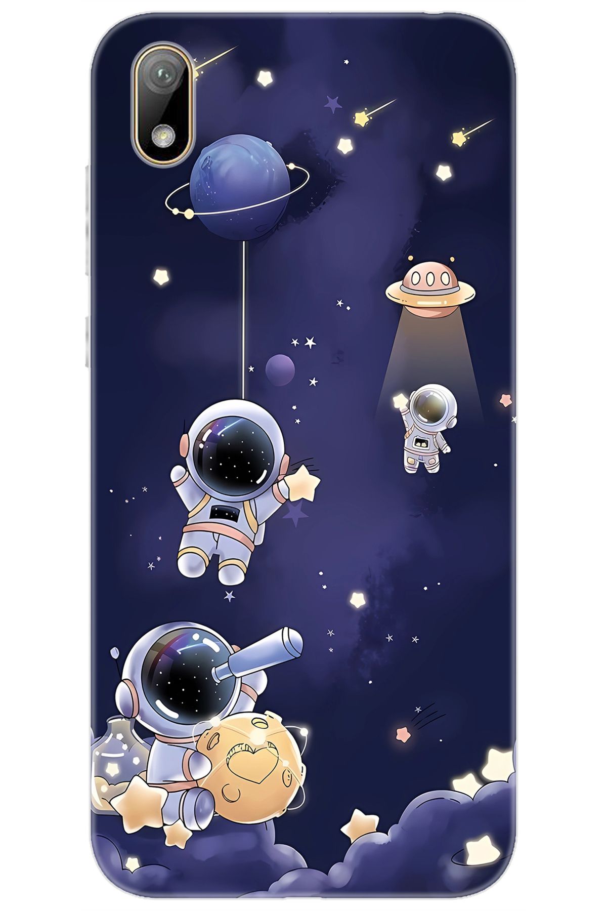 Ceppare Huawei Y5 2019 (AMN-LX2/LX9) Uyumlu Kılıf Desen Baskılı Silikon Astronot STK:630 CP-vkgP6fm
