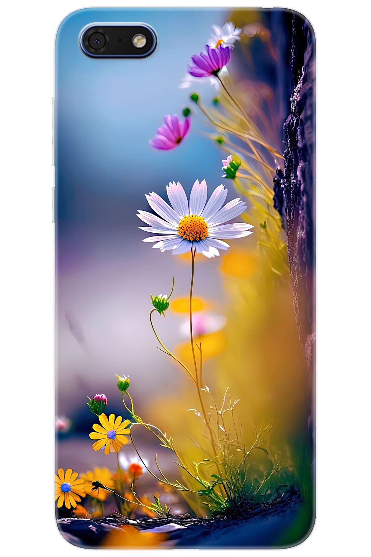 Ceppare Huawei Y5 2018 (DRA-L21) Uyumlu Kılıf Desen Baskılı Silikon Papatya Seri STK:1000 CP-IBNqv6w