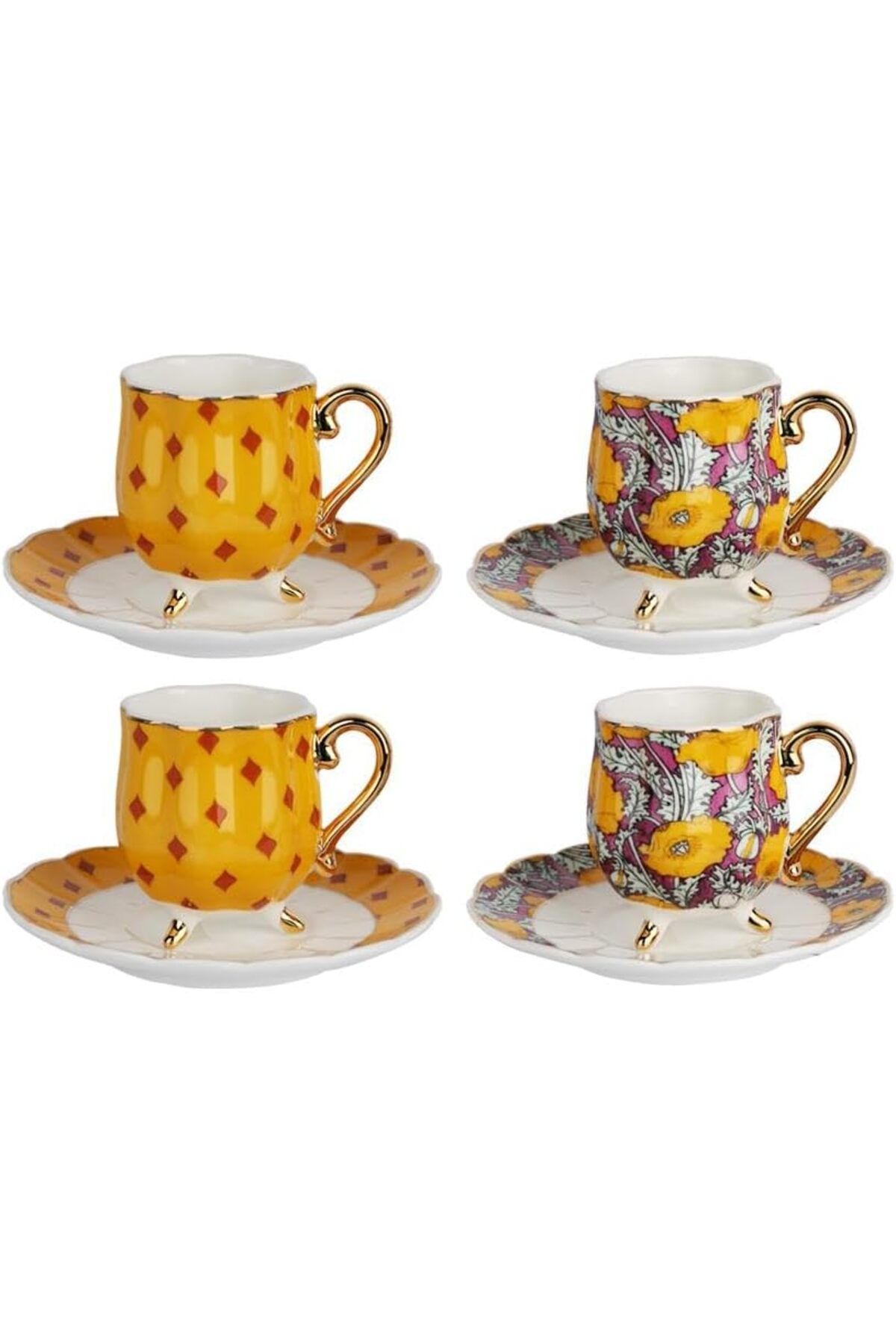 STOREMAX daiviolastore Art Eliana Bone Dörtlü Ayaklı Kahve Fincanı Seti DLStore 990396