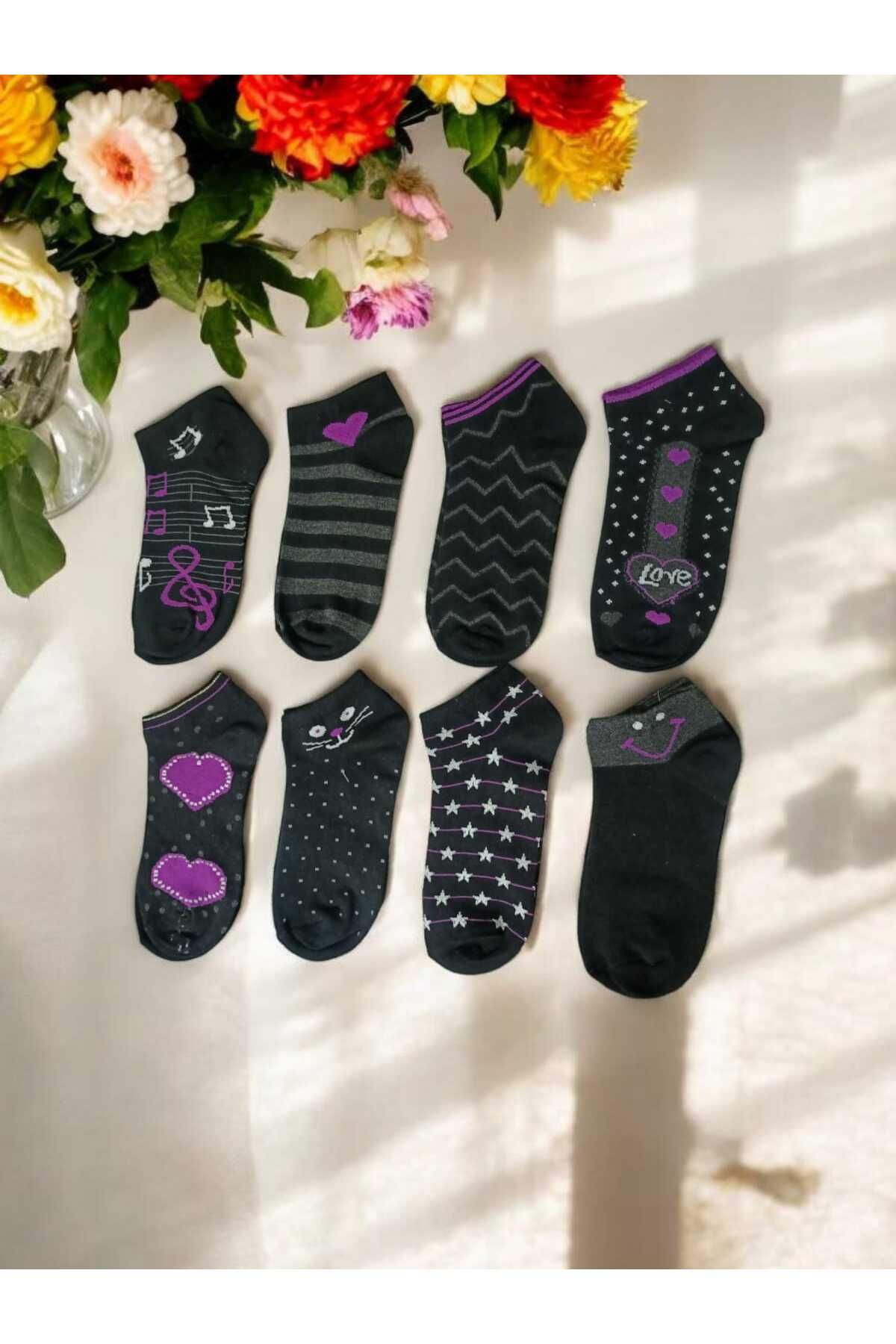 NESA 8' Çift Desenli Kadın Patik Çorap