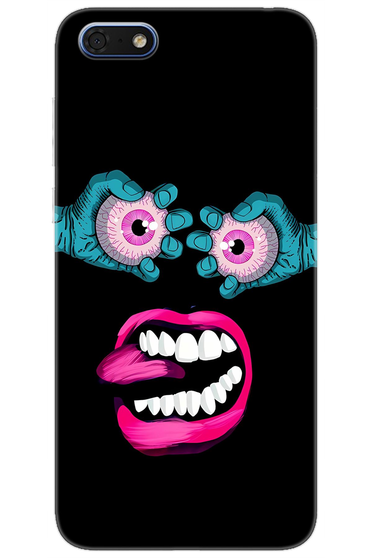 Ceppare Huawei Y5 2018 (DRA-L21) Uyumlu Kılıf Desen Baskılı Silikon Çılgın Gözler STK:657 CP-f9AZrBj
