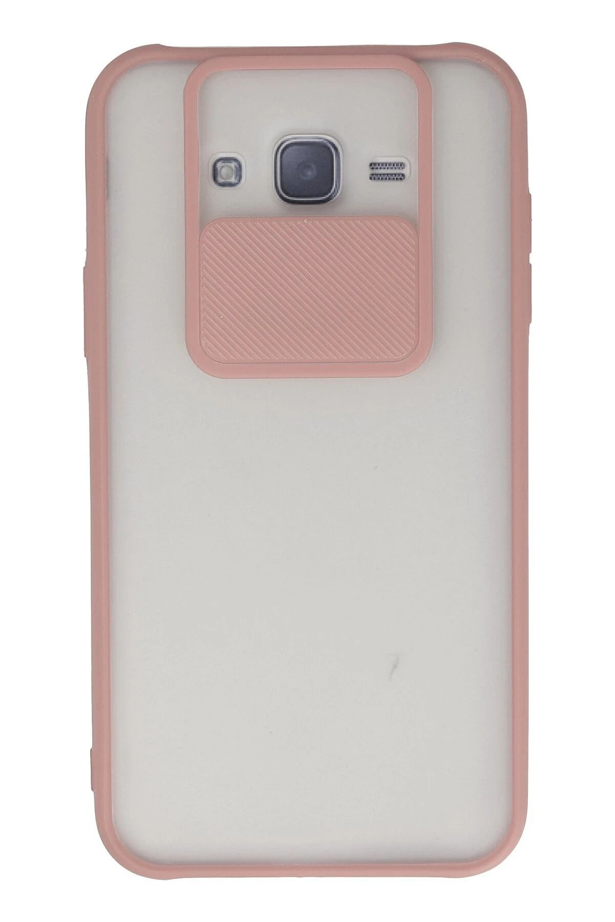 NewFace Samsung Galaxy J7 Kılıf Palm Buzlu Kamera Sürgülü Silikon - Pembe LZWDR