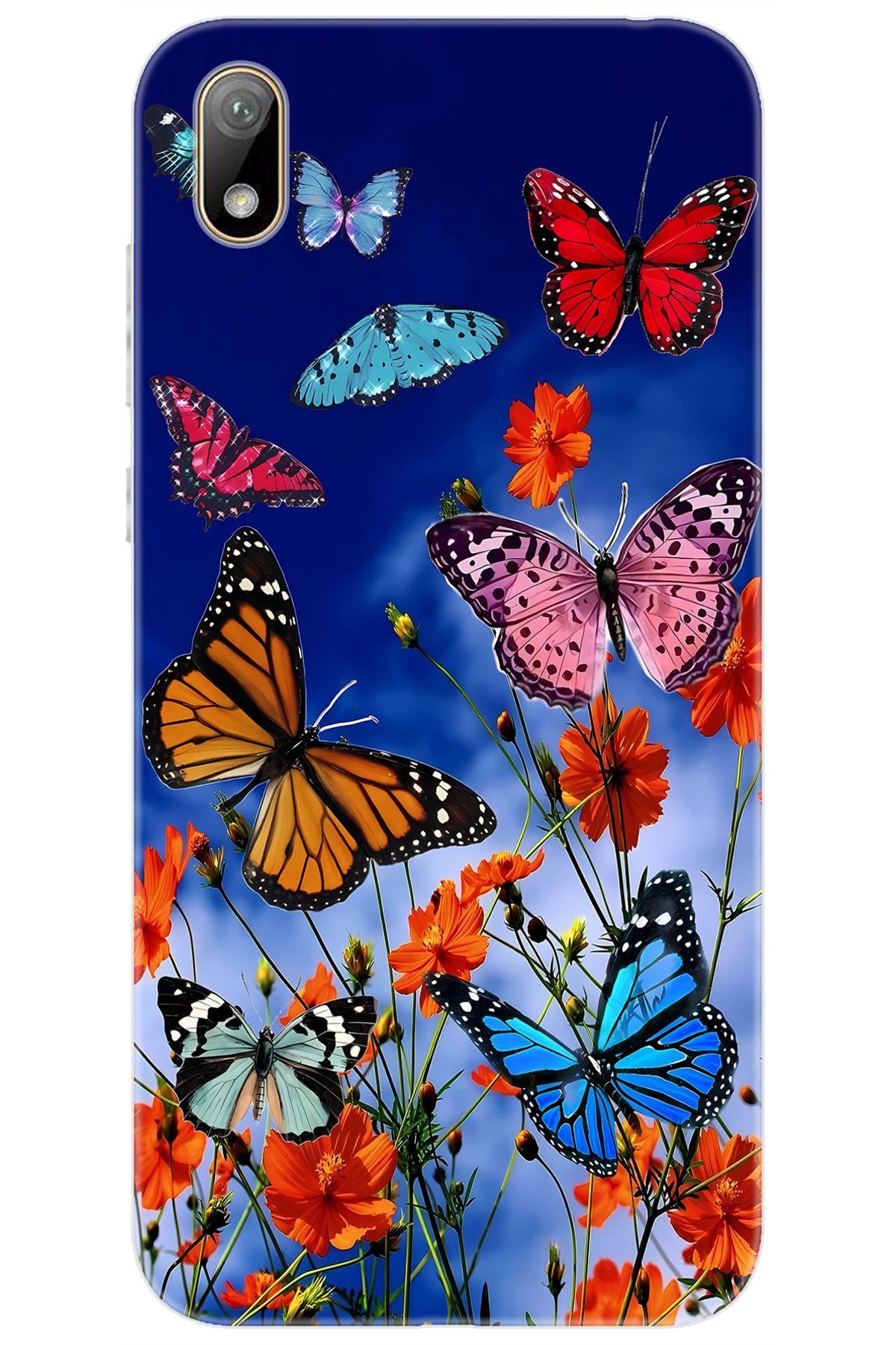 Ceppare Huawei Y5 2019 (AMN-LX2/LX9) Uyumlu Kılıf Desen Baskılı Silikon Renkli Kelebekler STK:741 CP-Cyx0bCF