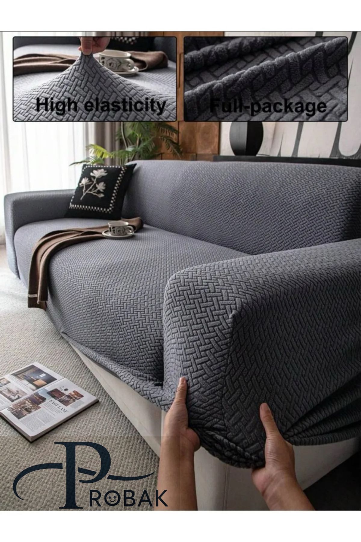 probak-Brick Pattern Sofa Cover 3 Elastic Non-Slip Sofa Bed Sofa Cover 1 Piece 2
