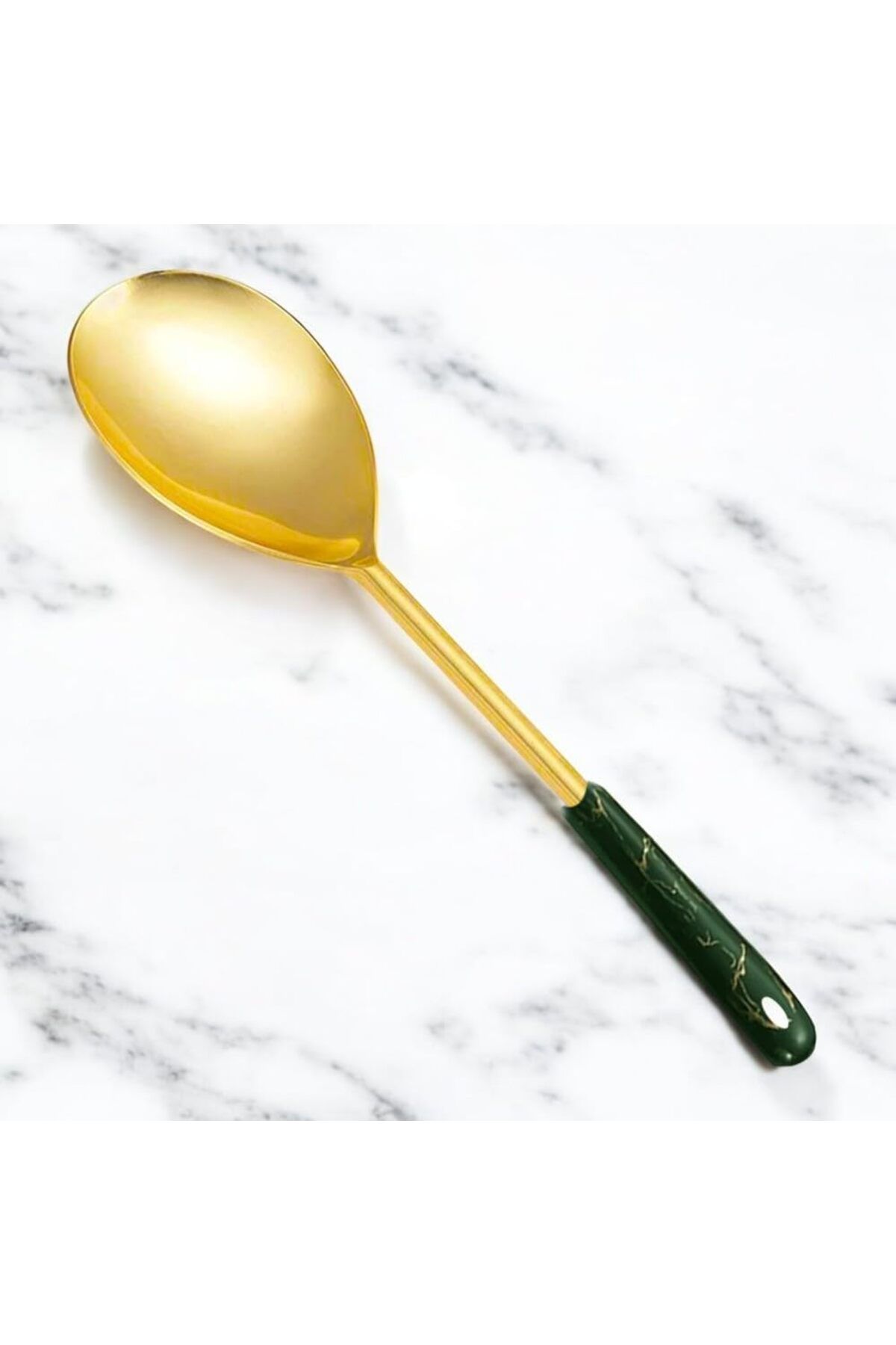 STOREMAX nffashopm Desenli Gold Servis Kaşığı, 304 Kalite 18/10 Paslanmaz Çelik, Sunum Masa Sofra Yemek