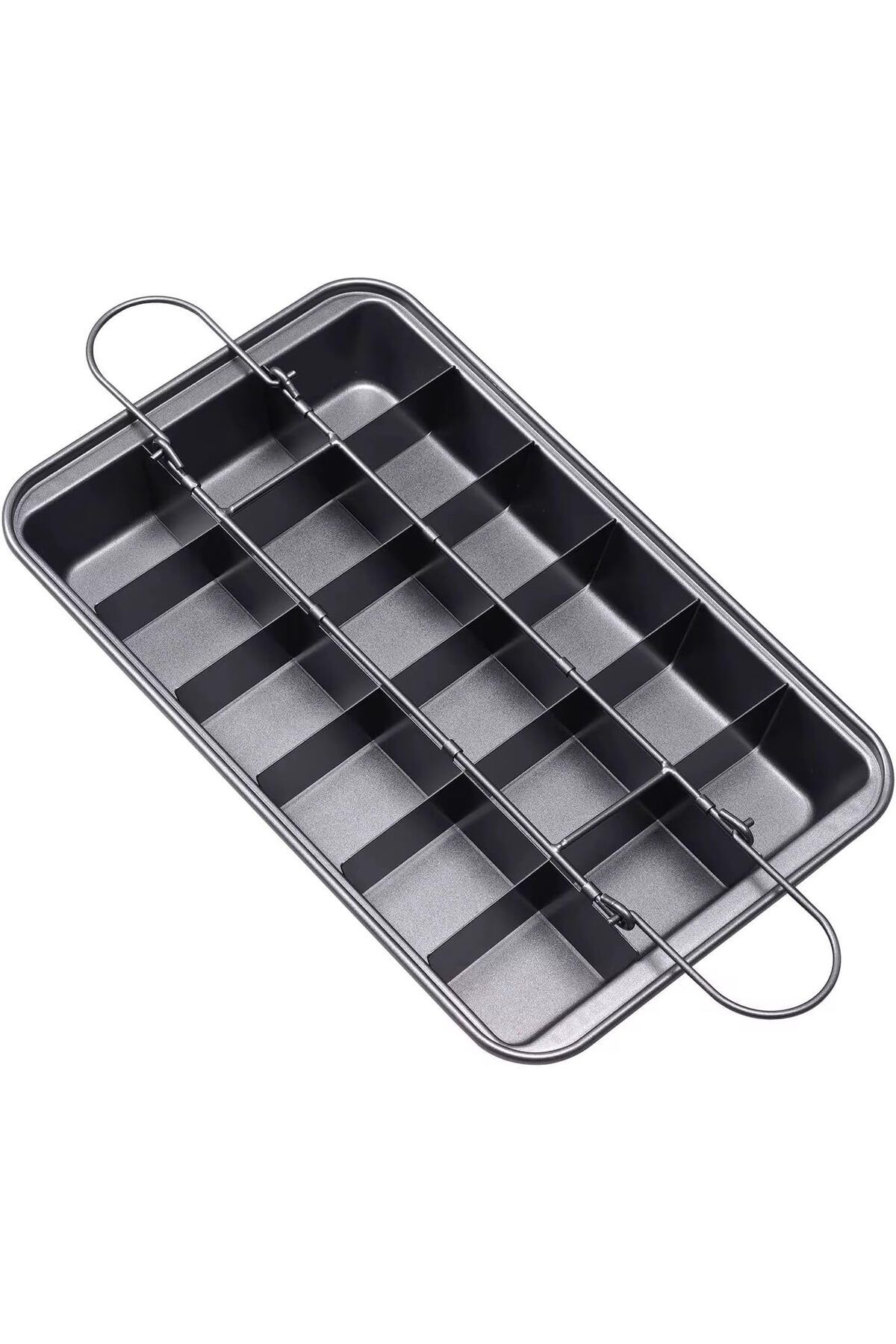 STOREMAX nffashopm 18 Gözlü Ayarlanabilir Karbon Çelik Brownie Kek Kalıbı – Yapışmaz Kaplama, Paslan