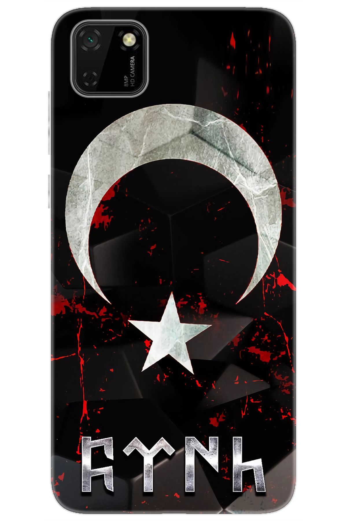 Ceppare Huawei Y5P (DRA-LX9) Uyumlu Kılıf Desen Baskı Silikon Ay Yıldız ve Göktürkçe Türk STK:636 CP-05jlxaX