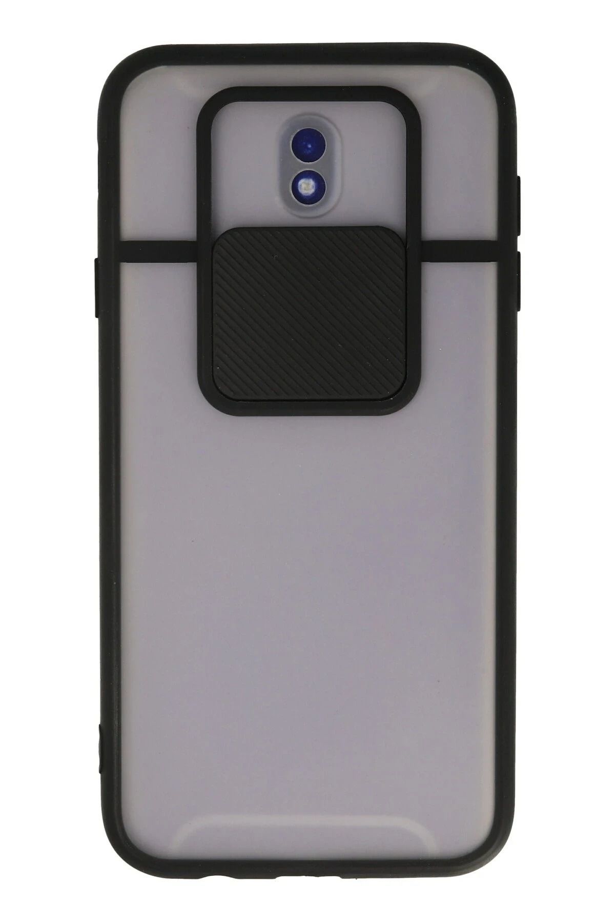 NewFace Samsung Galaxy J7 Pro / J730 Kılıf Palm Buzlu Kamera Sürgülü Silikon - Siyah JOJUA