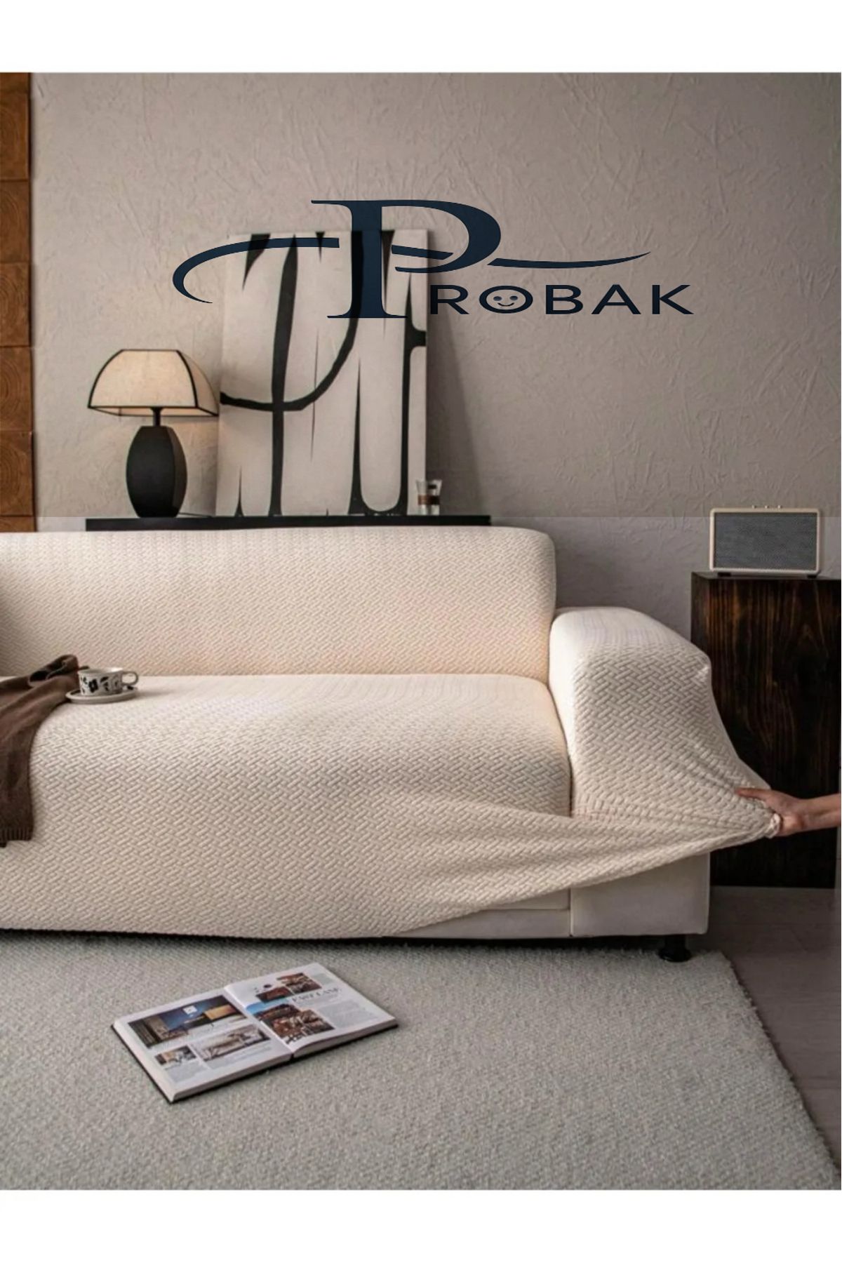 probak-Brick Pattern Sofa Cover Elastic Non-Slip 3-Seater Sofa Bed Couch Cover 1 Piece 3