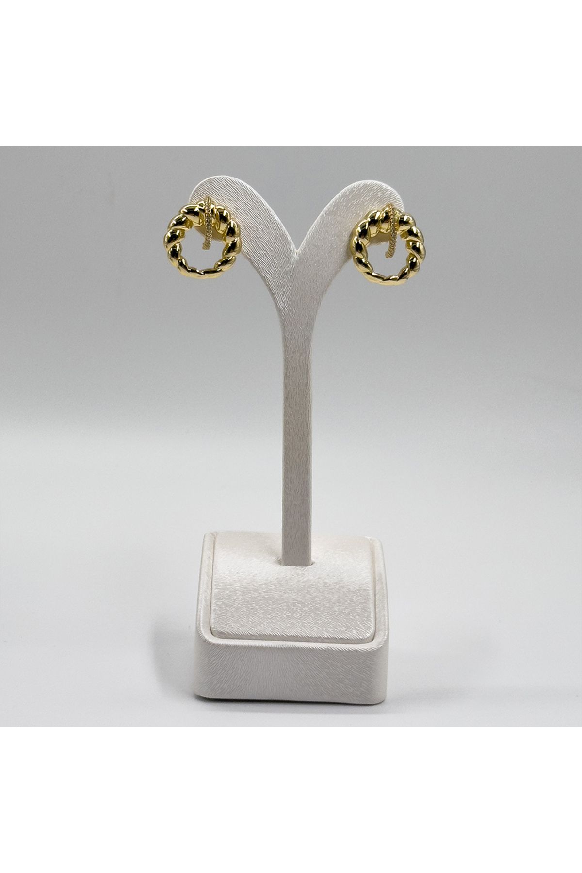 Livora Jewelry Gold Renk Özel Seri Sarmalı Gümüş Küpe