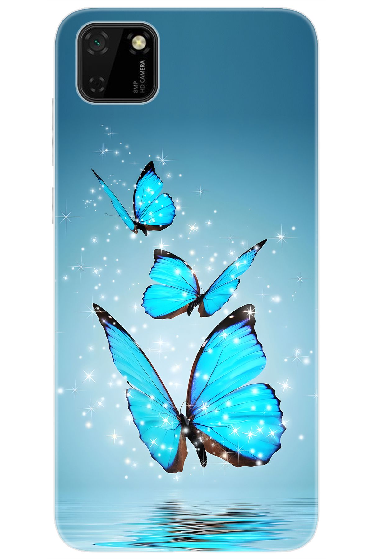 Ceppare Huawei Y5P (DRA-LX9) Uyumlu Kılıf Desen Baskılı Silikon Mavi Kelebek STK:710 CP-7D4buSJ
