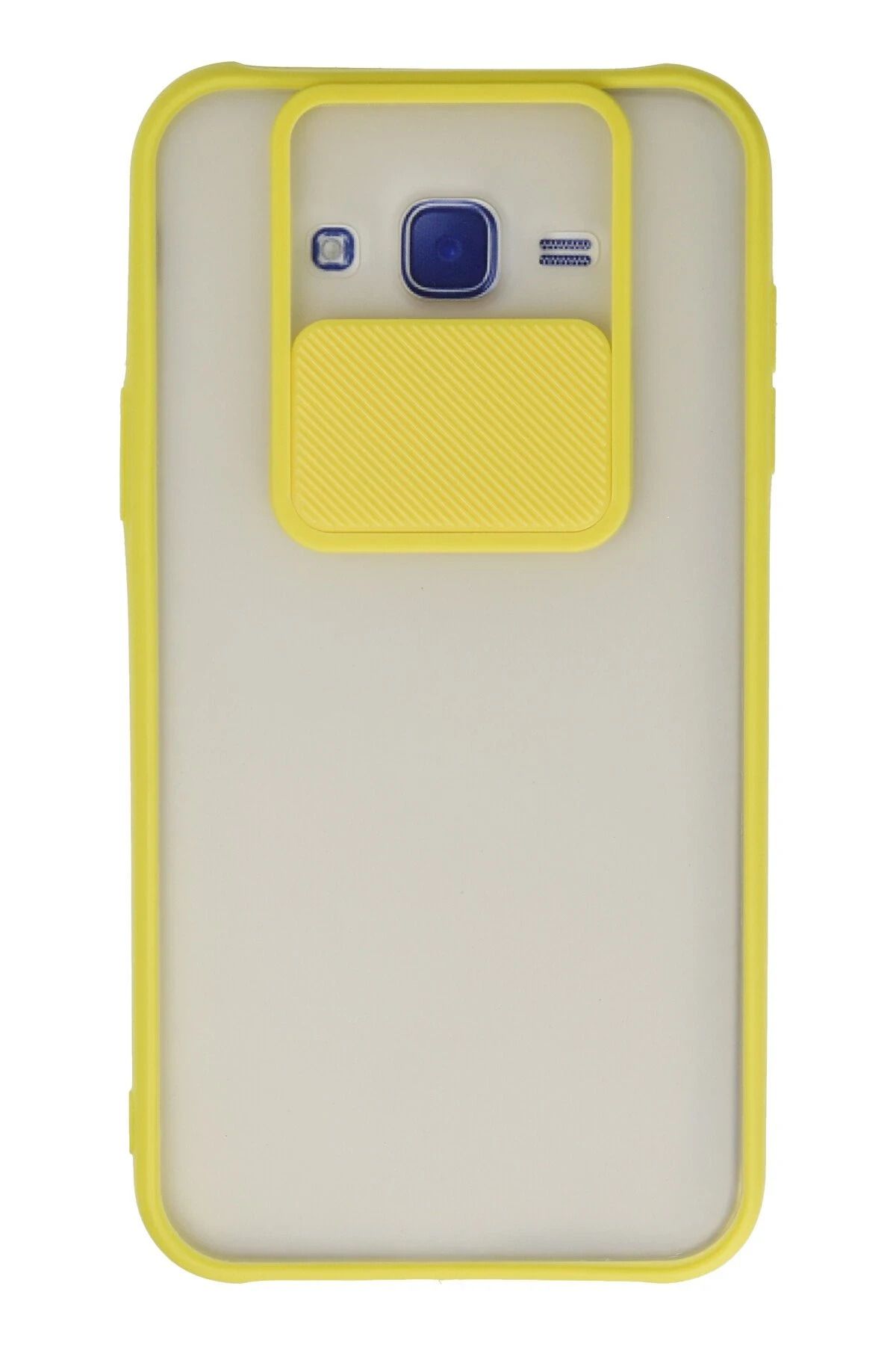NewFace Samsung Galaxy J7 Kılıf Palm Buzlu Kamera Sürgülü Silikon - Sarı YNSMR