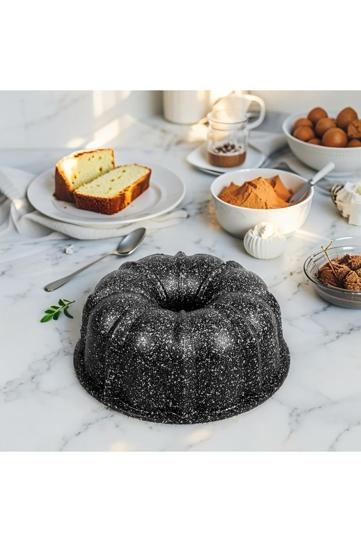 STOREMAX nffashopm Thermo Döküm Gövdeli 24cm Granit Kaplama Klasik Kek Kalıbı, Dilimli Kalıp, Yanmaz Ya