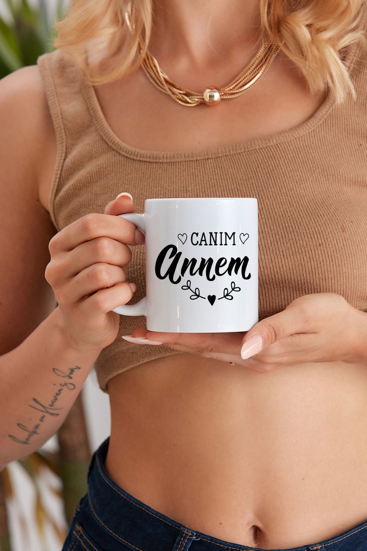 eliminucunda Canım Annem Kişiye Özel Isim Baskılı Baskı Tasarım Promosyon Porselen Kupa Mug Bardak Hediyelik