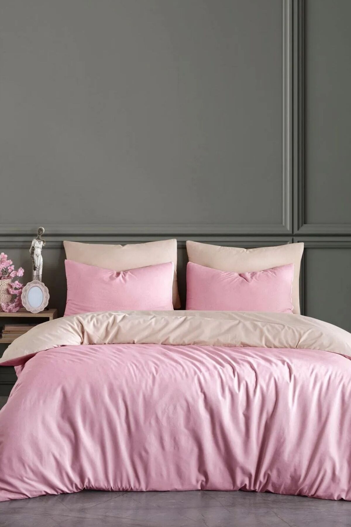Sheri Home Tekstil Pure Gül Kurusu Çift Kişilik Nevresim Seti %100 Pamuk.888