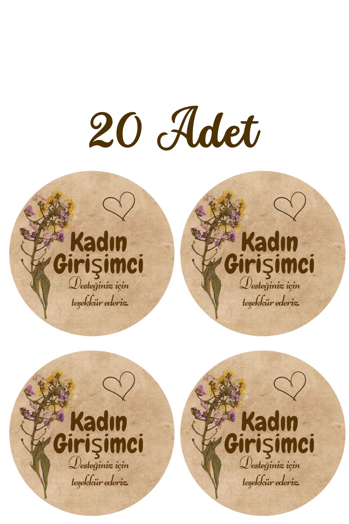 Dekals 20 Adet Sticker Kadın Girişimci Hediye Kutusu Etiketi 4 cm