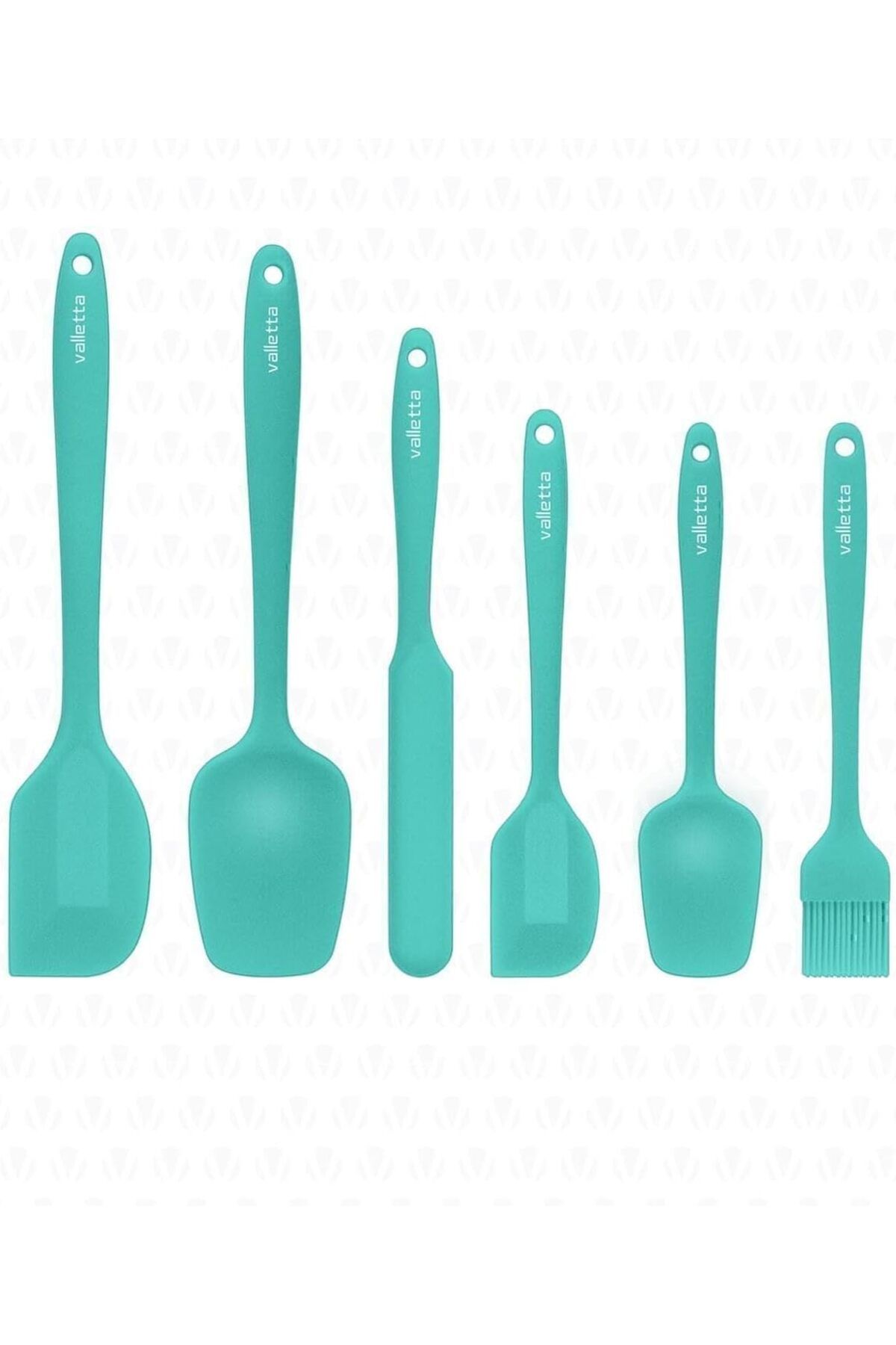 STOREMAX nffashopm Drongo Isıya Dayanıklı Yanmaz Yapışmaz Silikon Spatula Seti 6 Parça Turkuaz storesta