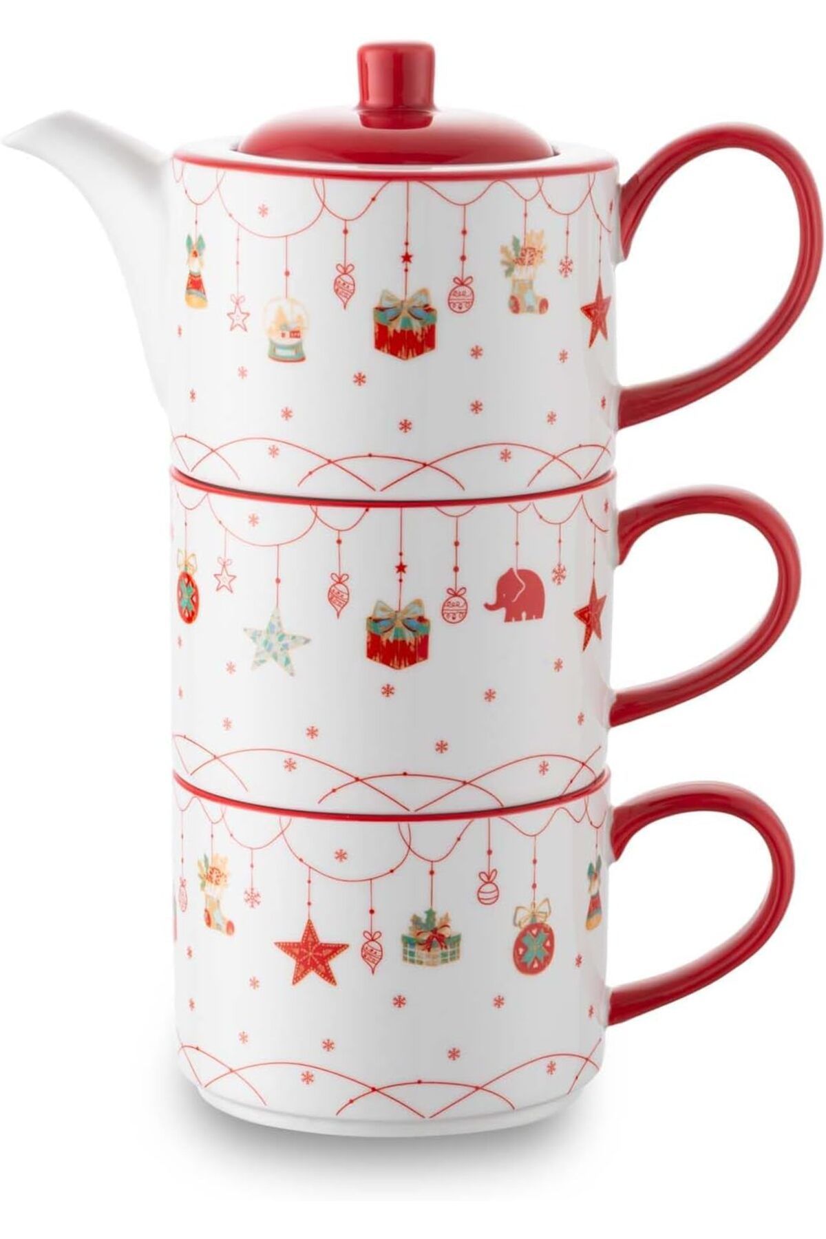 STOREMAX nffashopm New Year Janus Teapot ve 2'li Bardak Seti storestarx 1051353