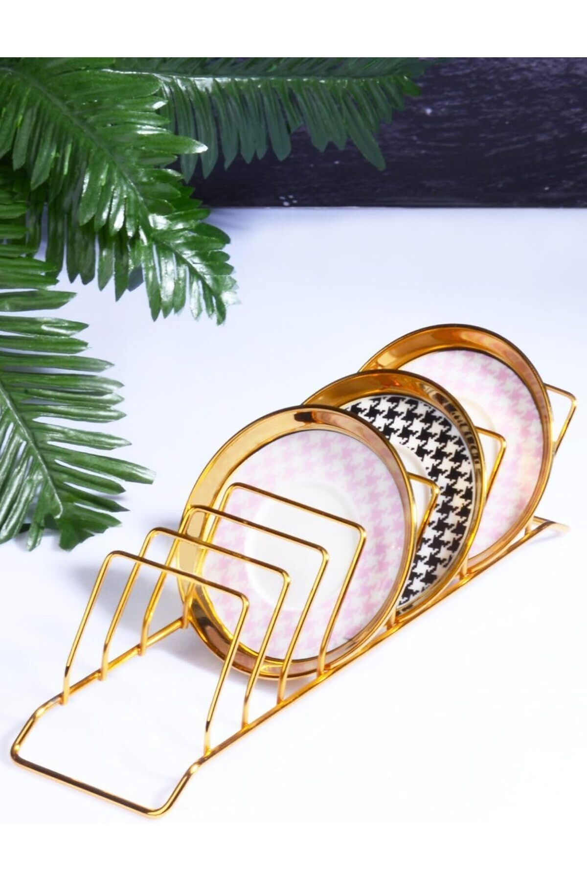 STOREMAX nffashopm Diyarı Gold 9 Bölmeli Tabak Dizme Aparatı Dolap İçin Düzenleyici GOLD 30 x 30 stores