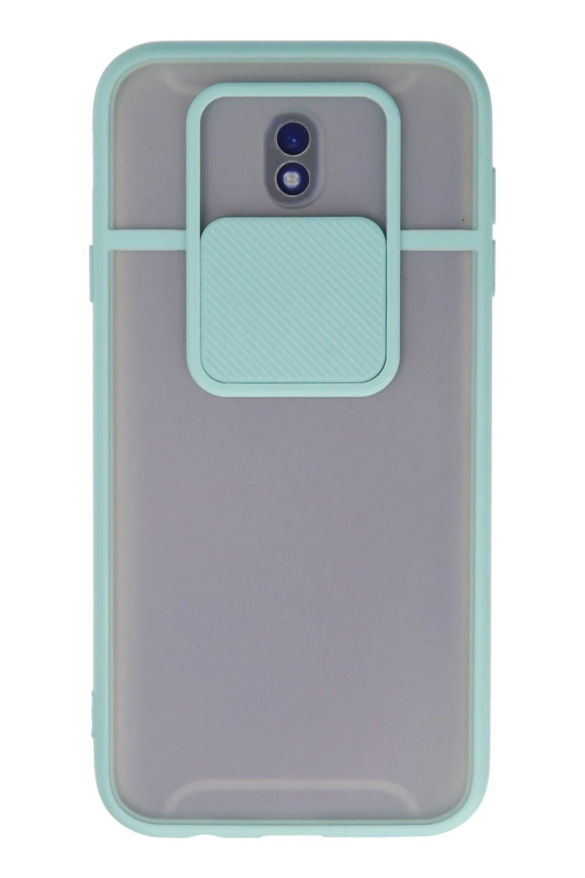 NewFace Samsung Galaxy J7 Pro / J730 Kılıf Palm Buzlu Kamera Sürgülü Silikon - Turkuaz YNSMR