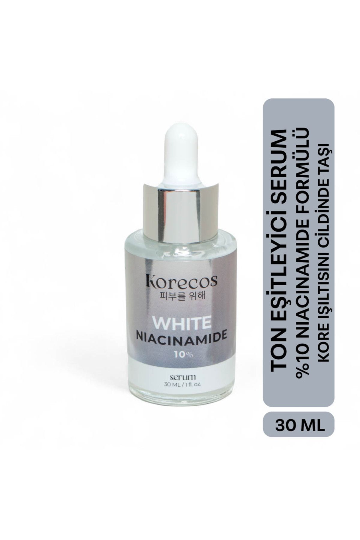 KORECOS Ton Eşitleyici, Gözenek Sıkılaştırıcı, Leke Görünümünü Azaltan %10 Niacinamide White Serum