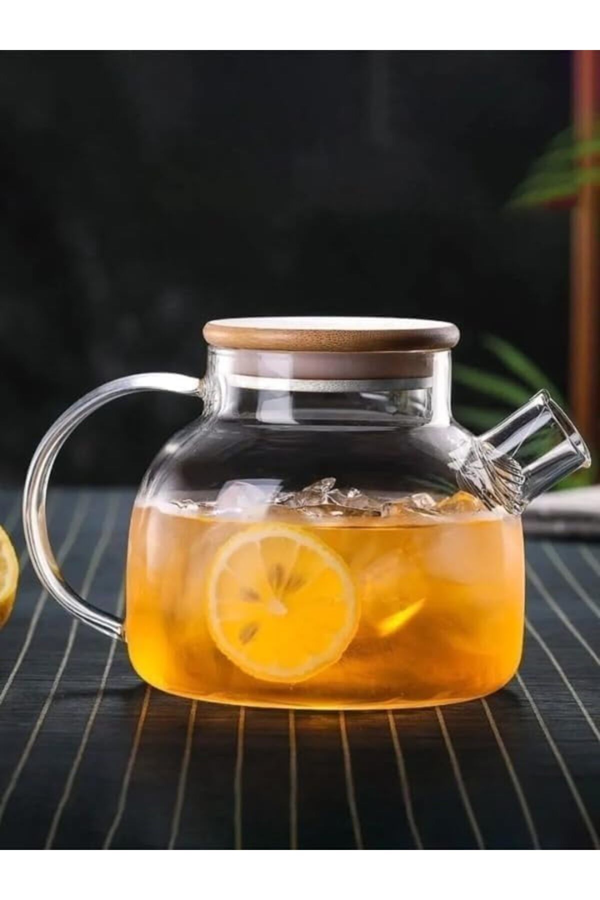 STOREMAX nffashopm Vakumlu Bambu Kapaklı Isıya Dayanıklı Borosilikat Cam Demlik, Süzgeçli (1000 ML) | T
