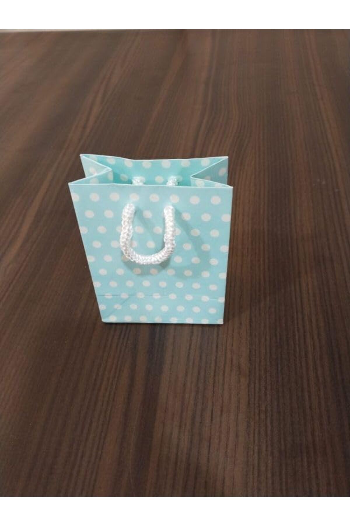 STOREMAX nffashopm Saplı Torba Kraft Torba Çanta Mavi Puanlı 8x5x11 cm 25 Adet storestarx 1051353