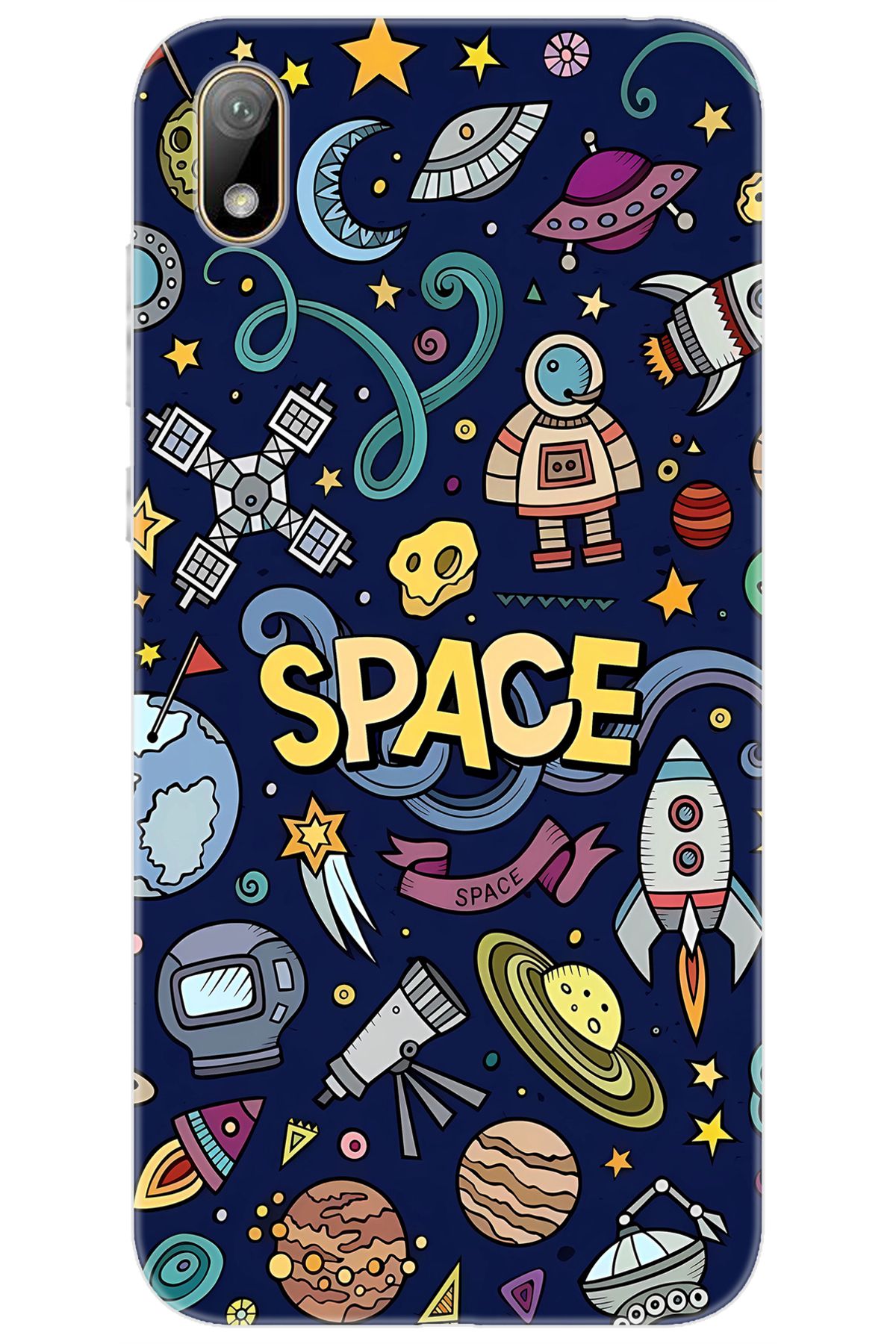 Ceppare Huawei Y5 2019 (AMN-LX2/LX9) Uyumlu Kılıf Desen Baskılı Silikon Space STK:623 CP-CJSaqKm