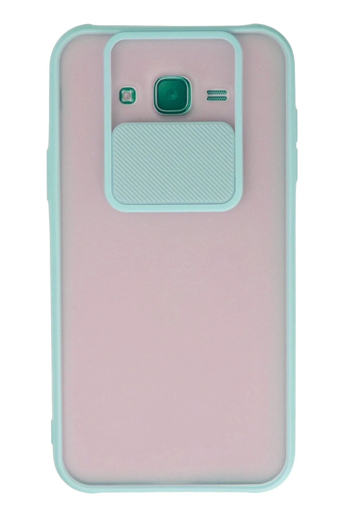 NewFace Samsung Galaxy J7 Kılıf Palm Buzlu Kamera Sürgülü Silikon - Turkuaz JOJUA