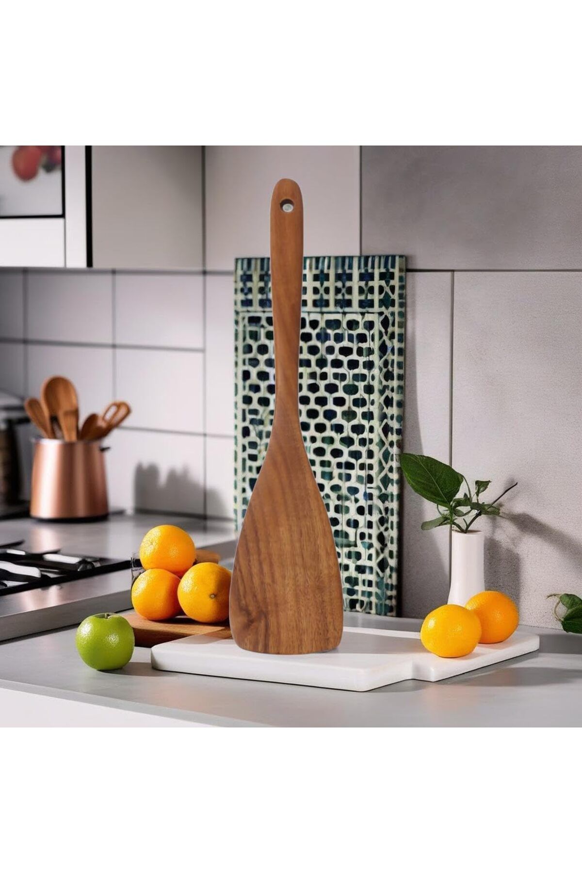 STOREMAX nffashopm Doğal Akasya Ağacından El Oyması Servis Spatulası 32cm | Antibakteriyel, Dayanıklı