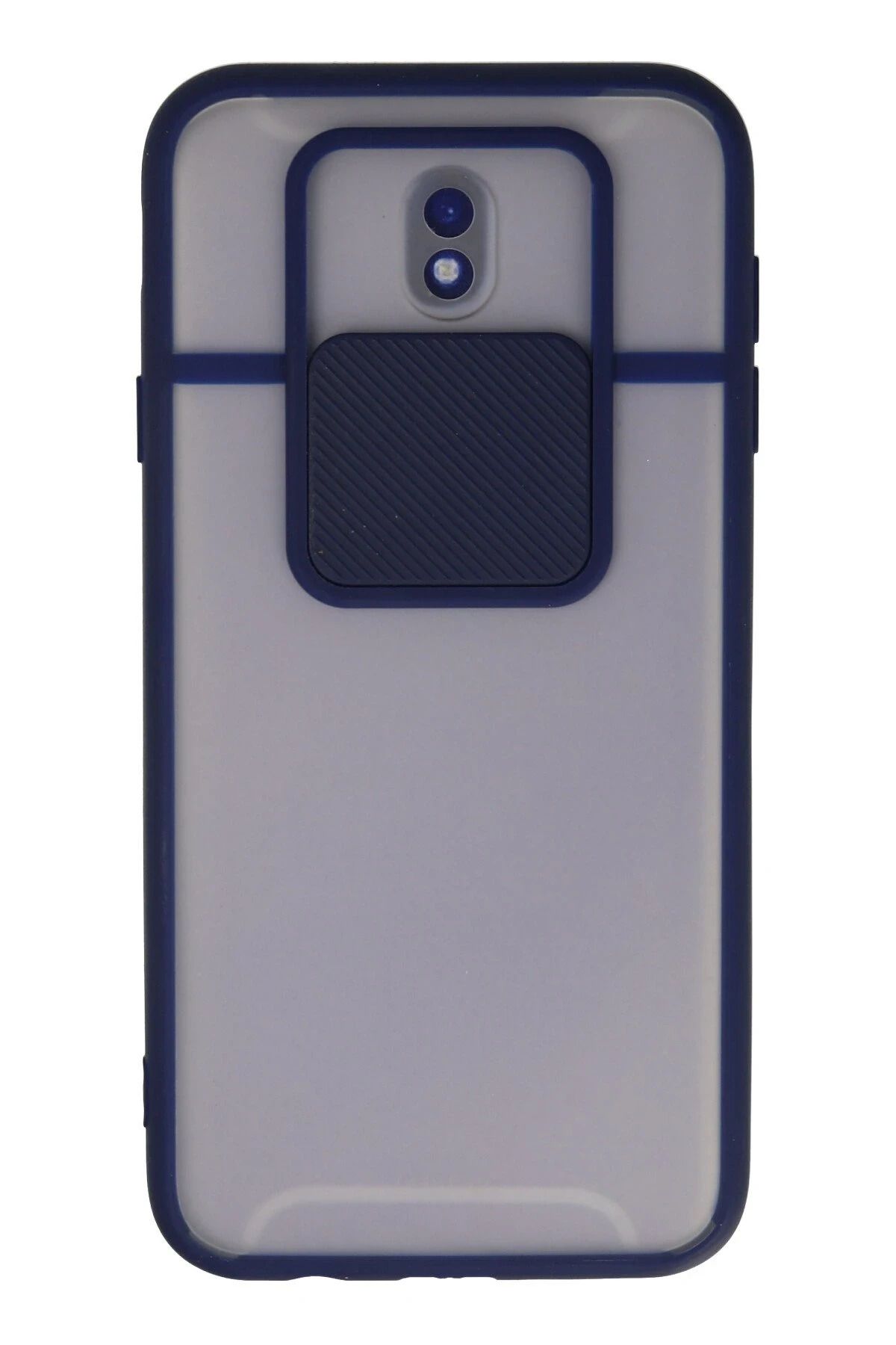 NewFace Samsung Galaxy J7 Pro / J730 Kılıf Palm Buzlu Kamera Sürgülü Silikon - Lacivert FERRG