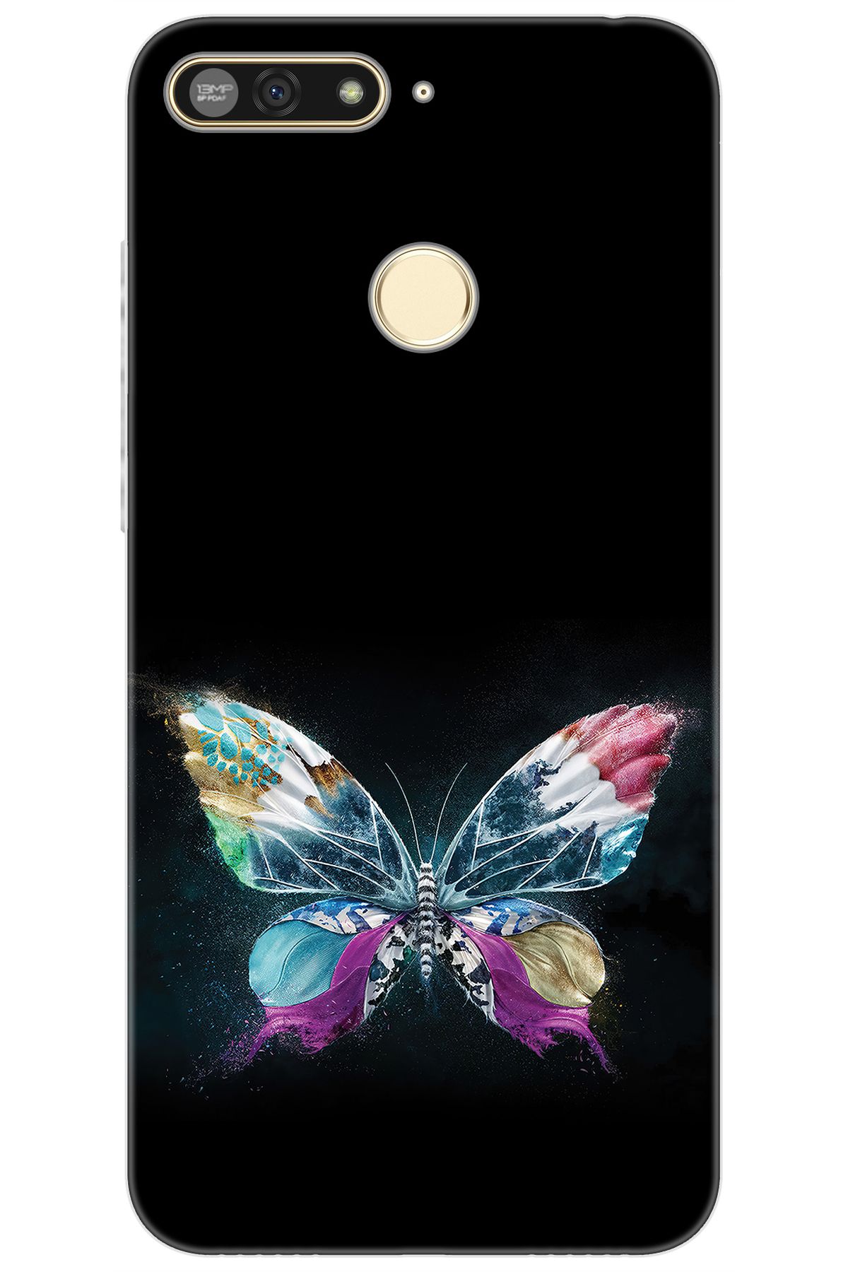 Ceppare Huawei Y6 2018 (ATU-L21) Uyumlu Kılıf Desen Baskılı Silikon Kelebek Resim STK:548 CP-qCTIdEV