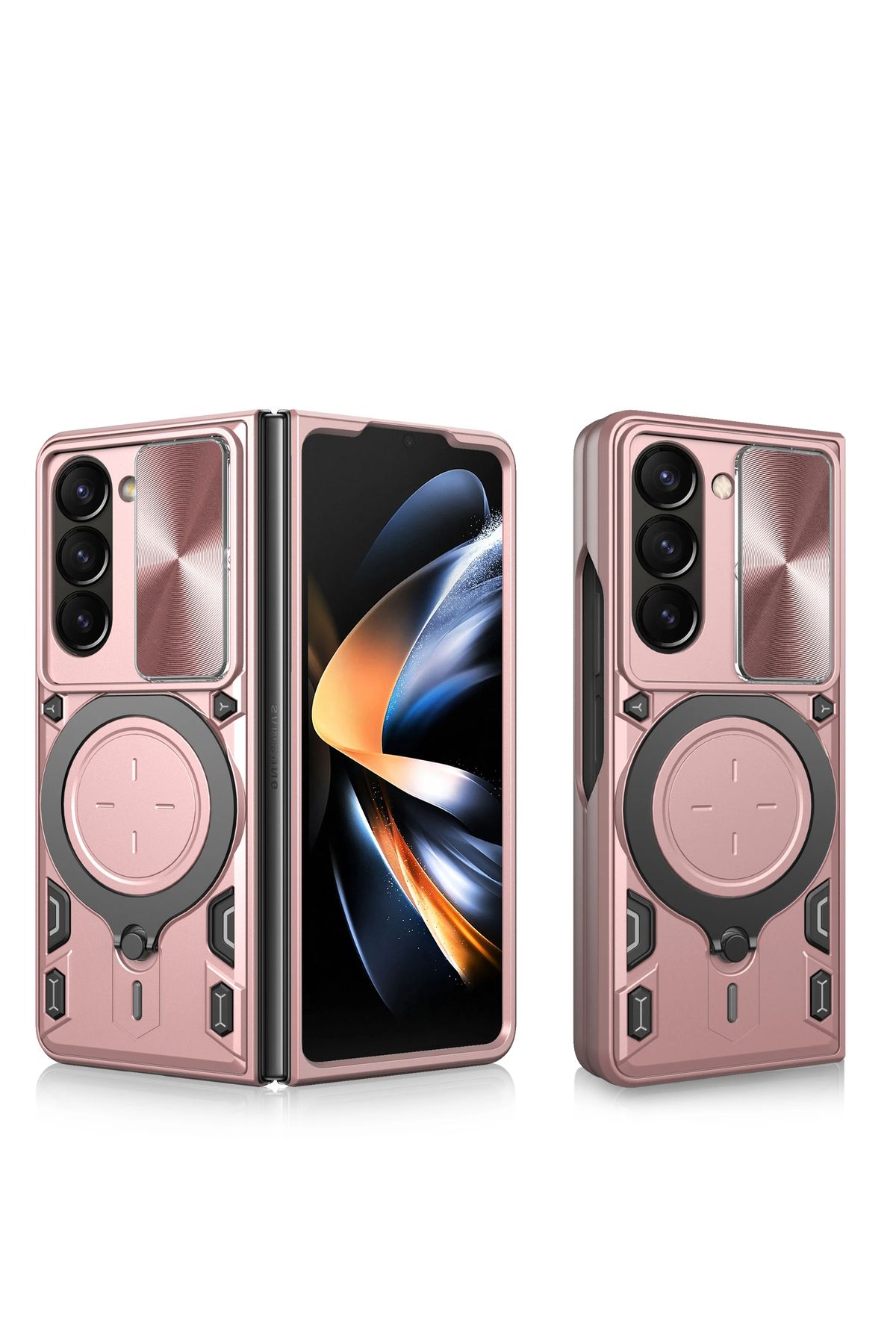 MMPSHOP Galaxy Z Fold 6 Uyumlu Kamera Koruma 360 Dönebilen Magsafe Halka Stand Özellikli Tank Kılıf