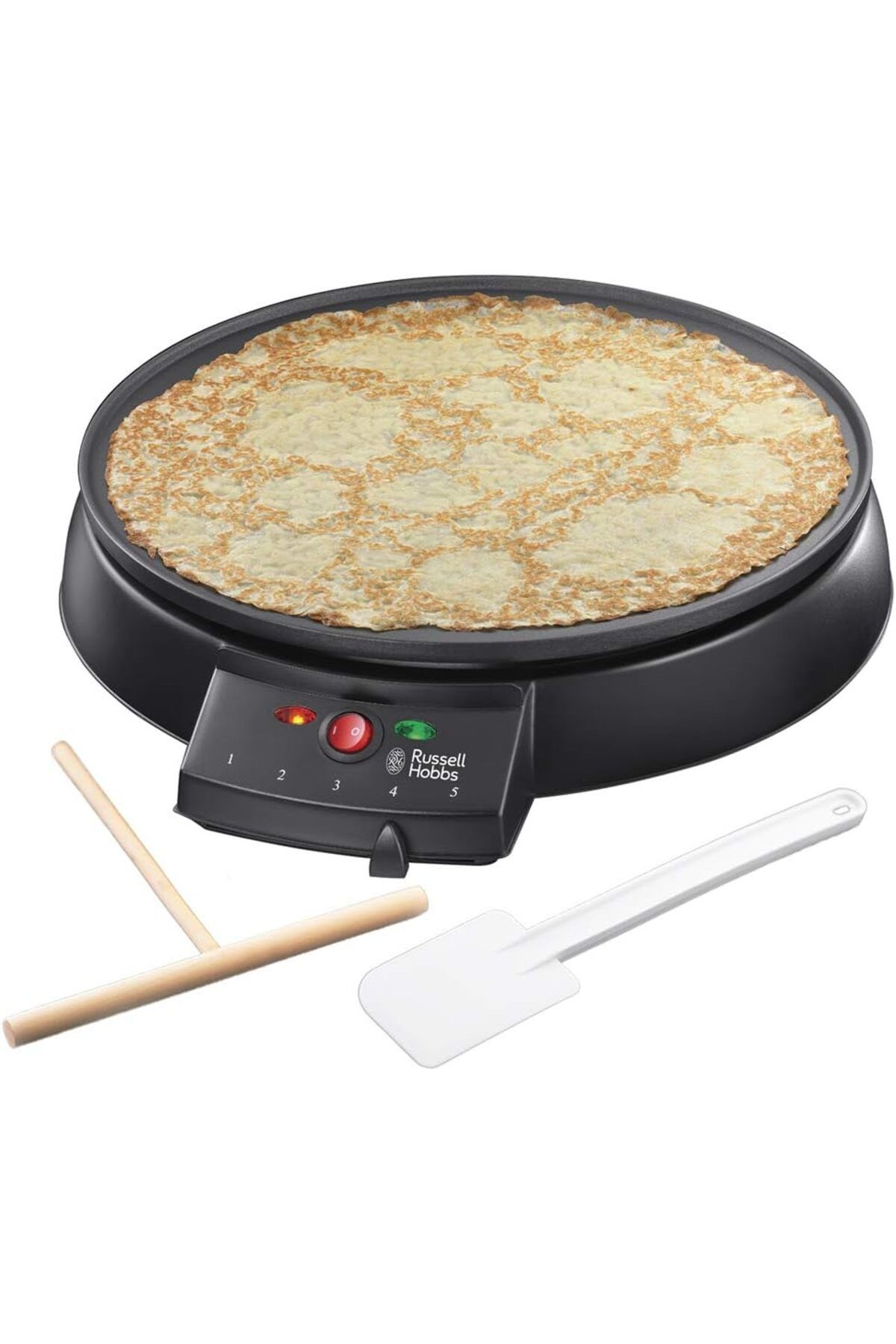 STOREMAX nffashopm Hobbs Fiesta Krep Makinesi, 30 cm çap, Yapışmaz Plaka, Oklava ve Krep Spatulası Dahil,
