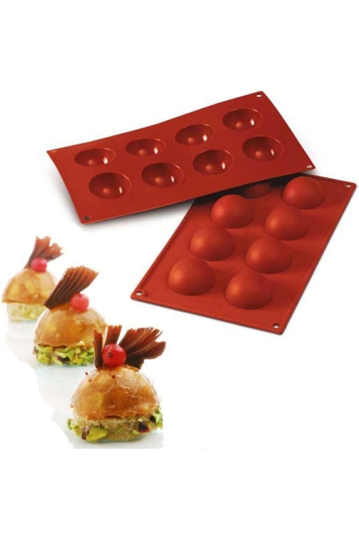 STOREMAX nffashopm Küre Silikon Kek Pasta Buz Kalıbı 8'li Kahverengi ecmelNM447 storestarx 1051353