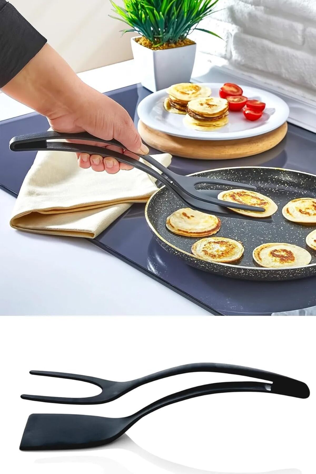 STOREMAX nffashopm 1 Adet Pratik Yanmaz Yapışmaz Teflon Maşalı Spatula- 220 Dereceye Dayanıklı Teflon S