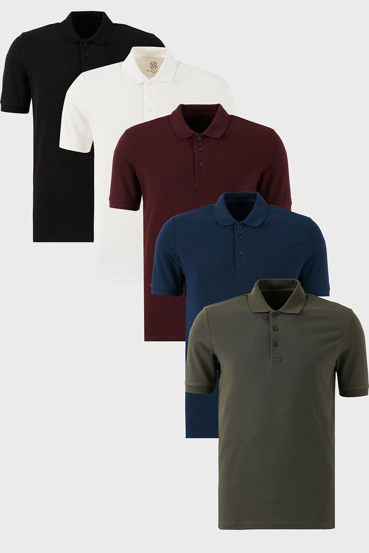 Buratti Pamuklu Regular Fit Düğmeli Polo Yaka 5'li Paket T Shirt Erkek T SHİRT 5902127S5