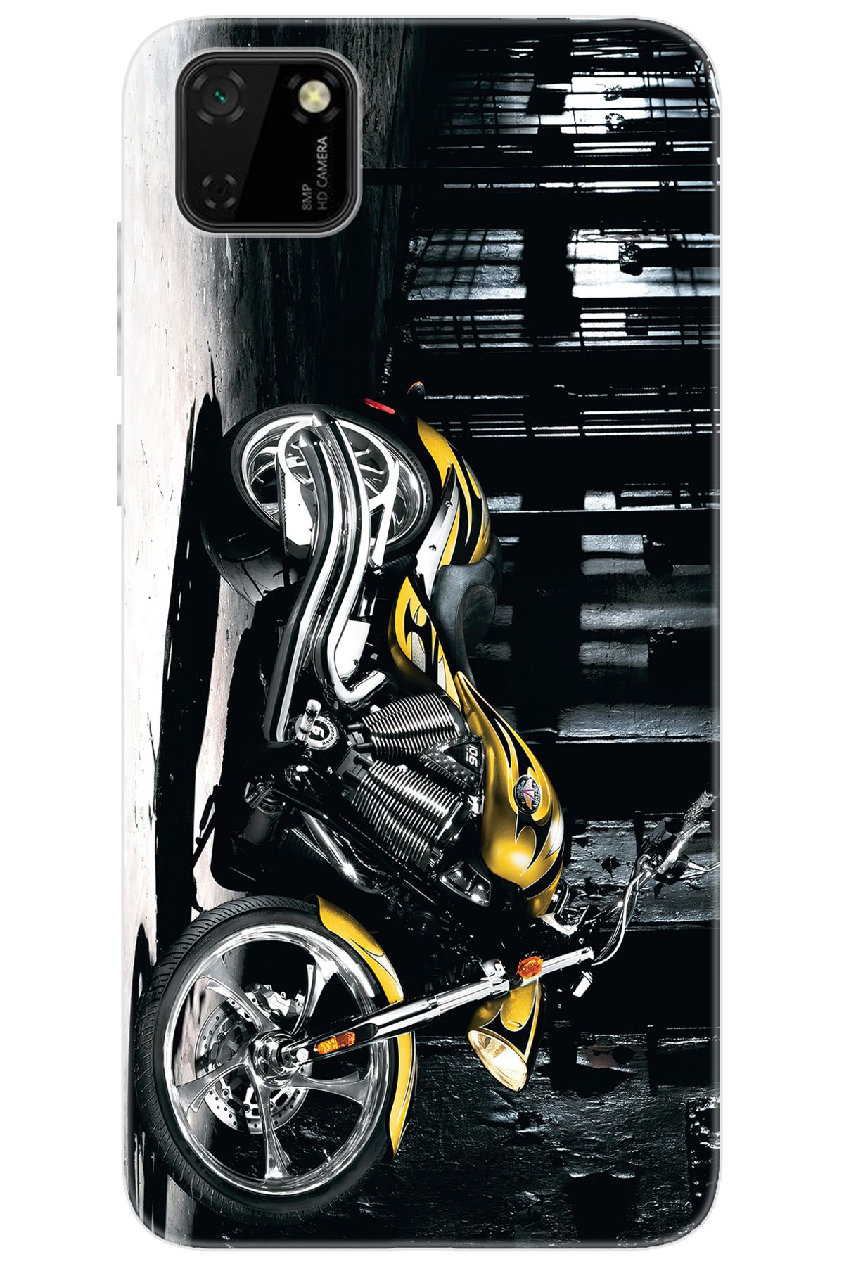 Ceppare Huawei Y5P (DRA-LX9) Uyumlu Kılıf Desen Baskılı Silikon Motorcycle STK:297 CP-gD2cXEb