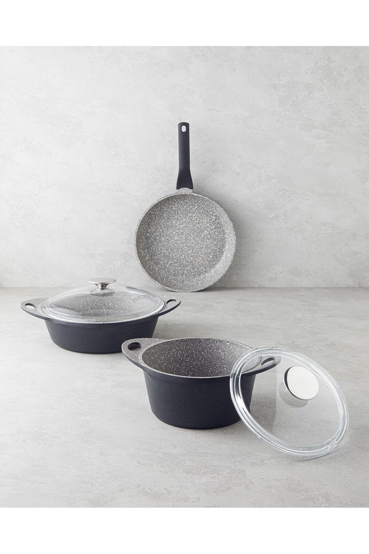 STOREMAX nffashopm Home Costa Alüminyum 5 Parça Tencere Seti 20-26-26 Cm Gri storestarx 1051353