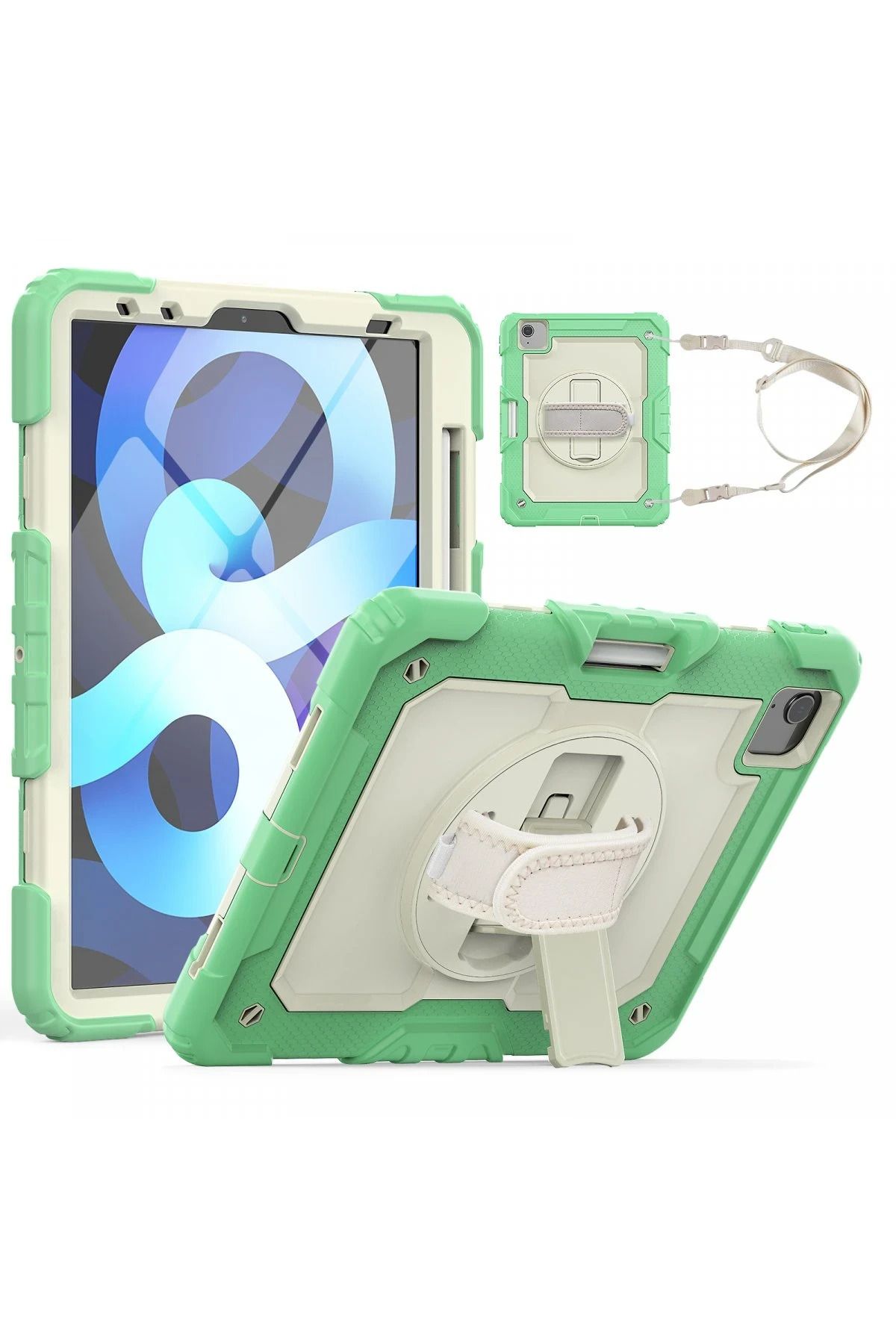 NewFace iPad Pro 11 (2020) Kılıf Strap New Tablet Kapak - Yeşil FERRG