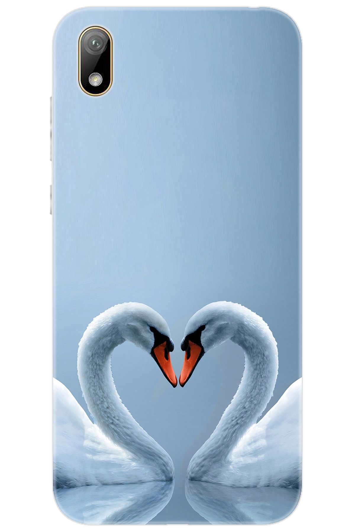 Ceppare Huawei Y5 2019 (AMN-LX2/LX9) Uyumlu Kılıf Desen Baskılı Silikon Kuğ ve Kalp STK:305 CP-RNZbj1j