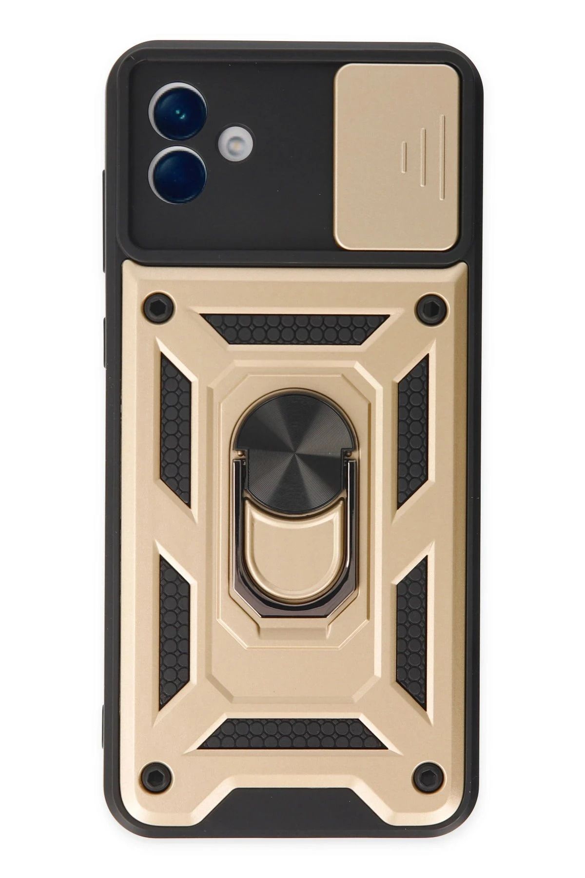 NewFace Samsung Galaxy A04 Kılıf Pars Lens Yüzüklü Silikon - Gold FERRG