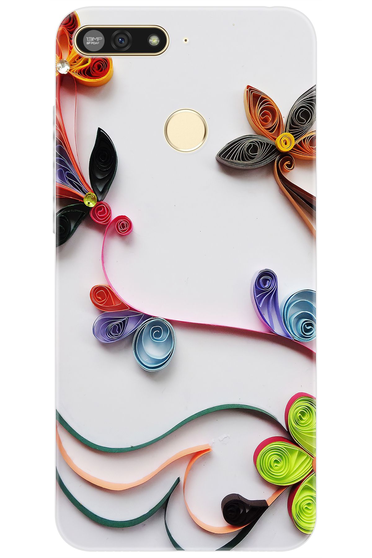 Ceppare Huawei Y6 2018 (ATU-L21) Uyumlu Kılıf Desen Baskılı Silikon Çiçek Desen STK:220 CP-sUqAsJC
