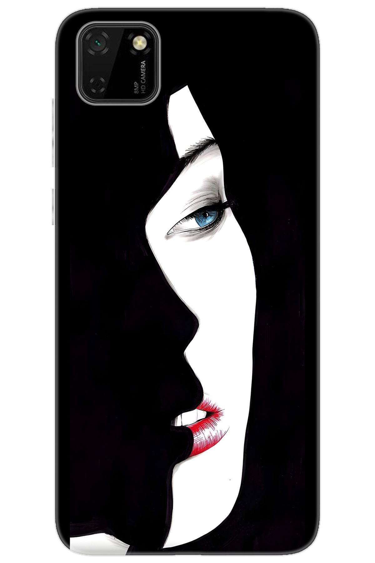 Ceppare Huawei Y5P (DRA-LX9) Uyumlu Kılıf Desen Baskılı Silikon Siyah Beyaz Kadın STK:635 CP-CS2Shzl